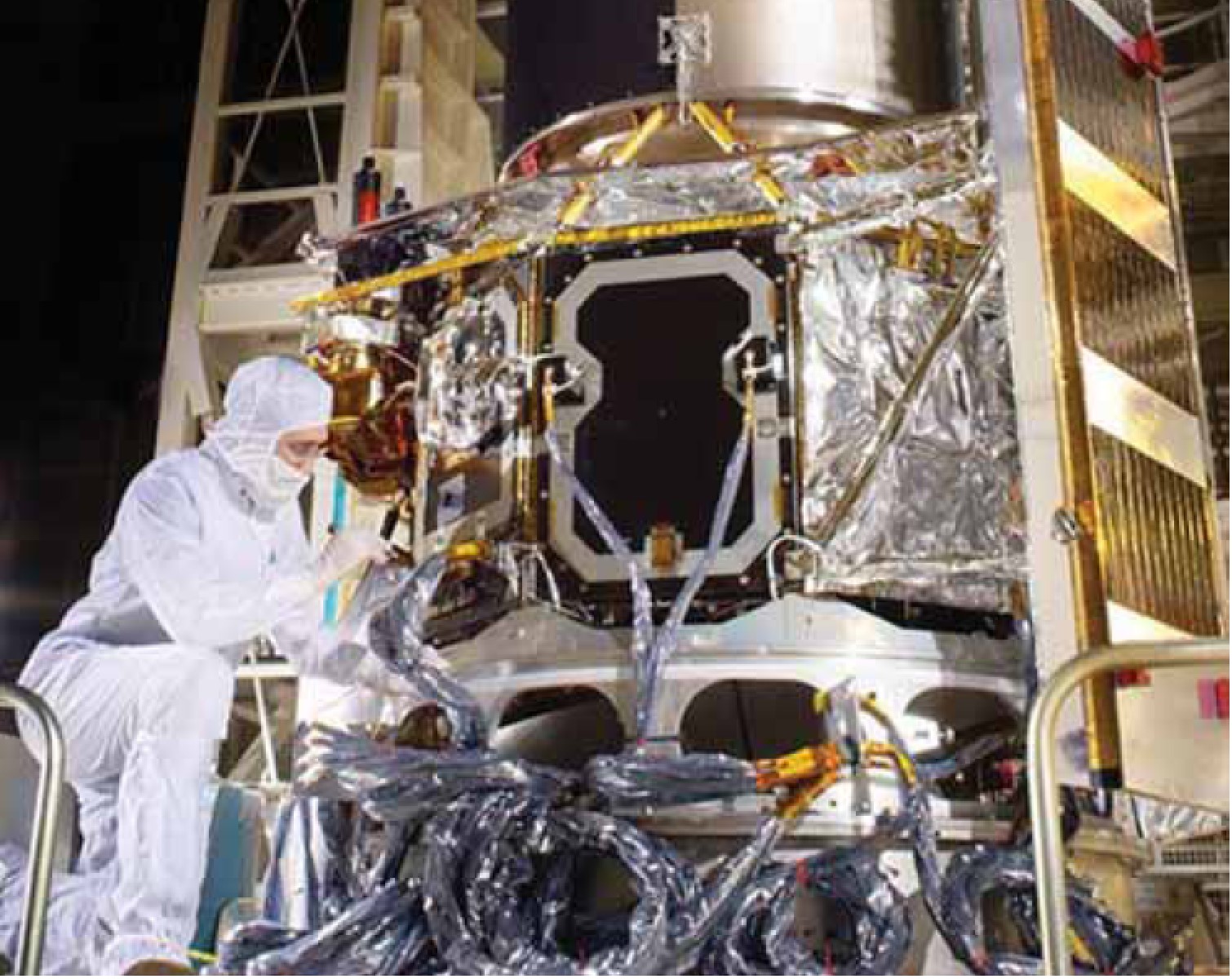Spitzer being prepared for thermal testing in 2003.