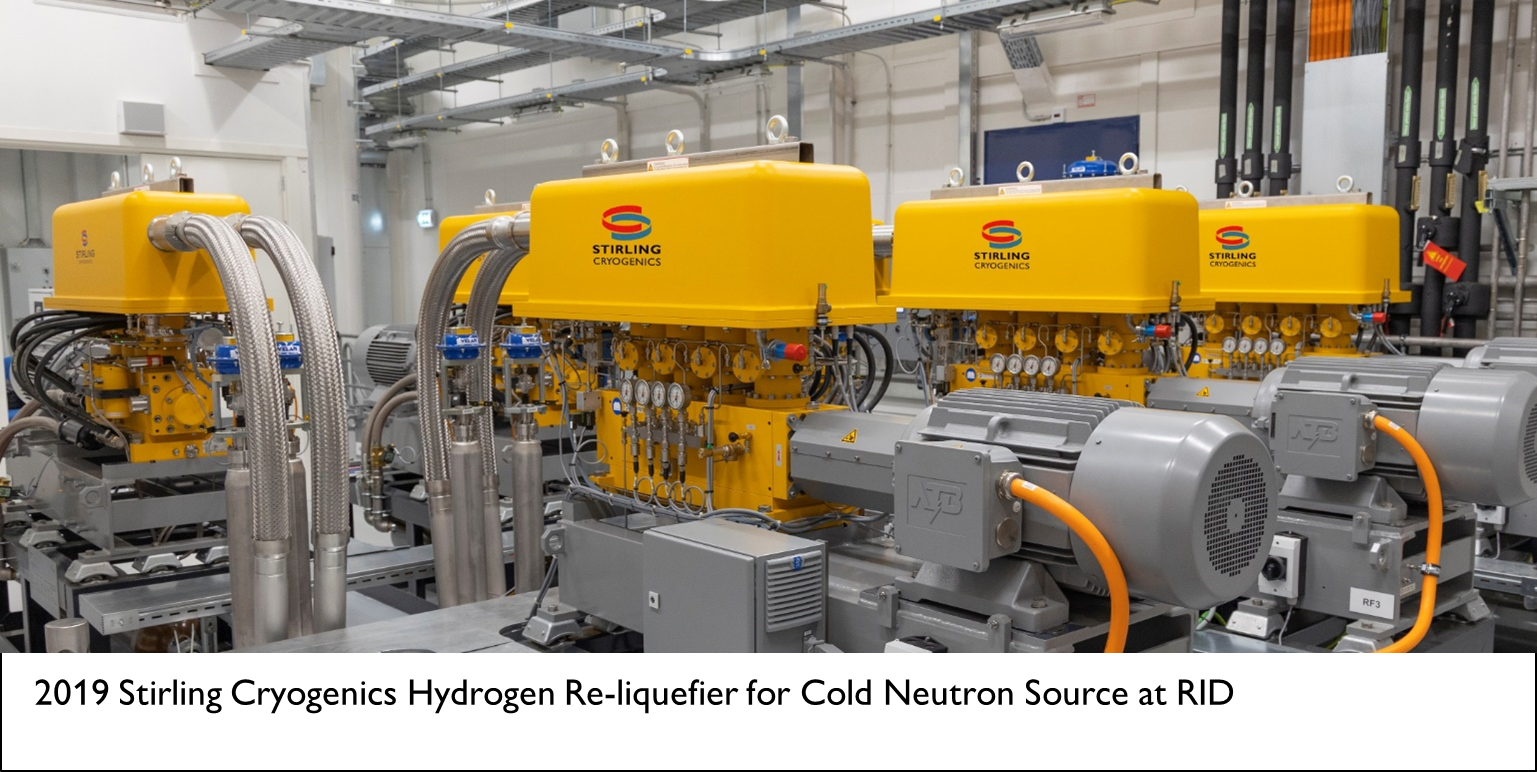 2019 Stirling Cryogenics hydrogen reliquefier for Cold Neutron Source at RID. Credit: Stirling Cryogenics