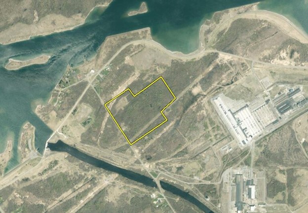 Aerial view of proposed Green Hydrogen Facility in Massena. Credit: C&S Engineering