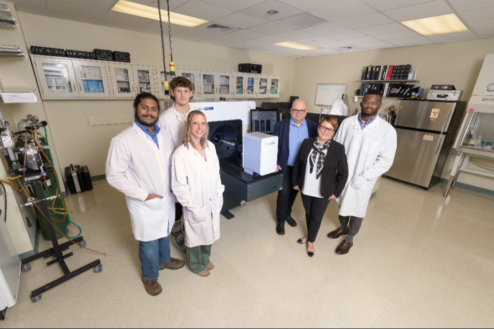 Image: Research team with Beckman's new PET/CT scanner. From left: Researchers Michael Nelappana, Nicolas Dovalovsky, Catherine Applegate, Wawrzyniec Dobrucki, Iwona Dobrucka, and Goodluck Okoro. The first step to strong interdisciplinary science is state-of-the-art instrumentation and facilities that push the limits of what researchers can achieve.