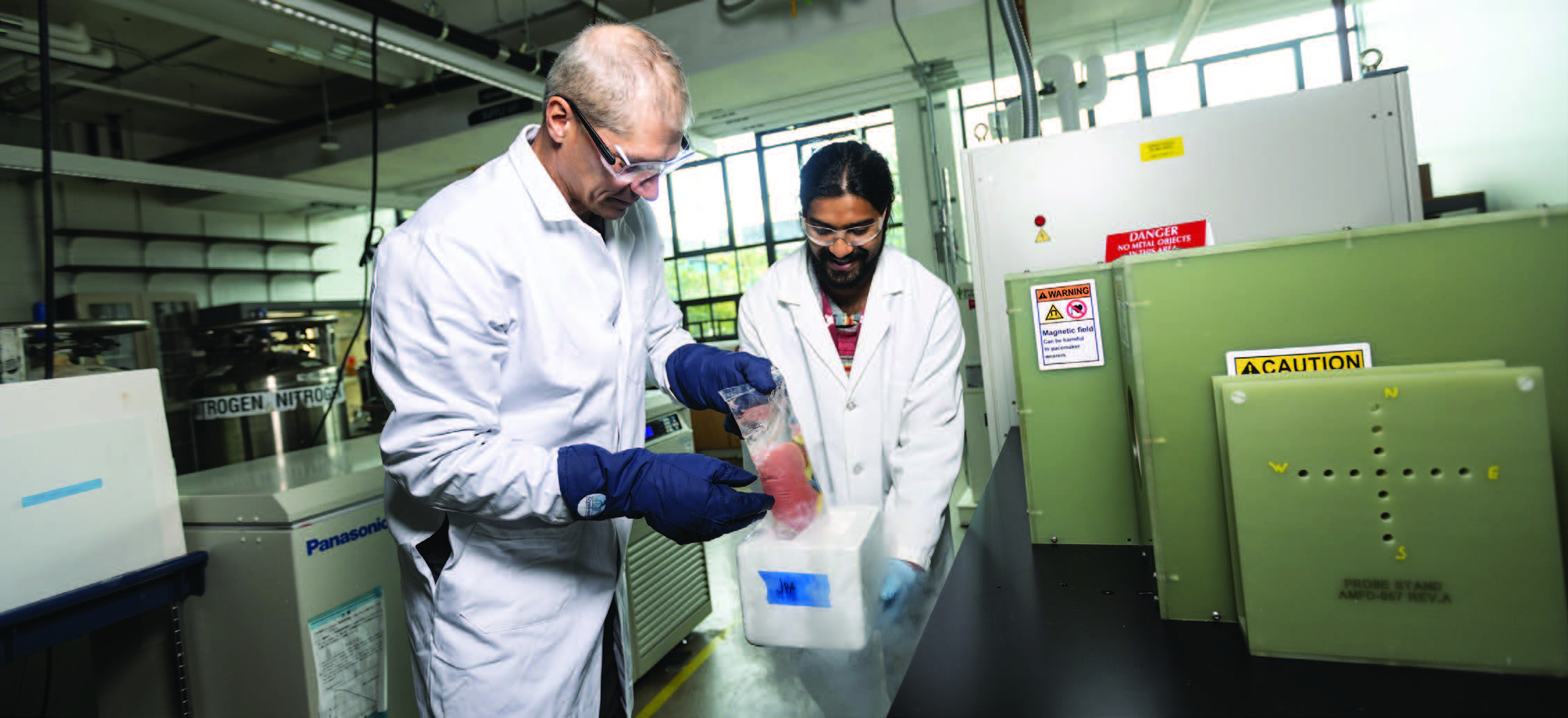 University of Minnesota College of Science and Engineering Professor John Bischof and mechanical engineering Ph.D. student Lakshya Gangwar use one-of-a-kind pieces of equipment to cryopreserve and rewarm cells, tissues and even entire organs. Credit: Rebecca Slater