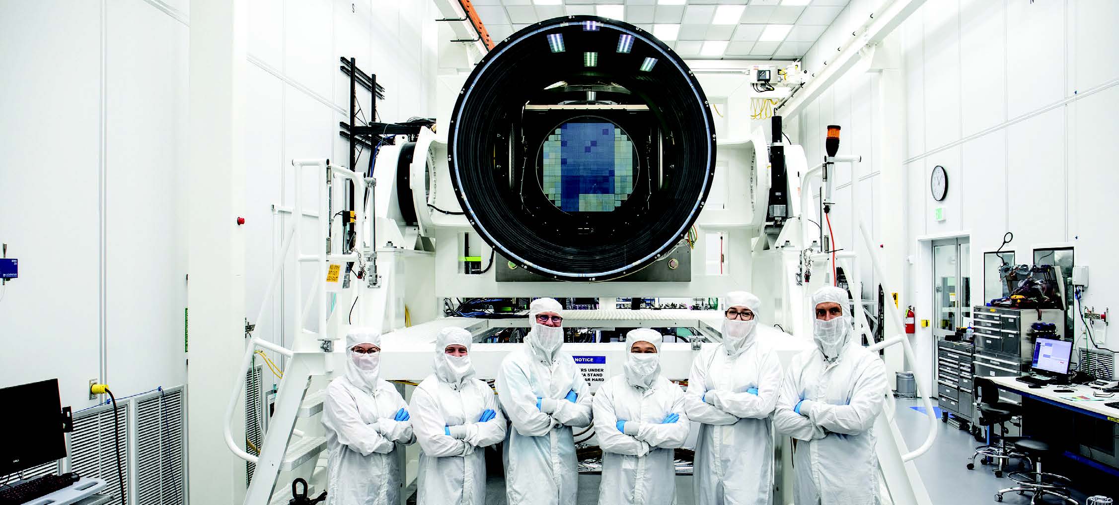 Researchers at SLAC National Accelerator Laboratory are nearly done with the LSST Camera, the world's largest digital camera ever built for astronomy. Roughly the size of a small car and weighing in at three tons, the camera features a five-foot-wide front lens and a 3,200 megapixel sensor that will be cooled to -100°C to reduce noise. Once installed atop the Vera C. Rubin Observatory's Simonyi Survey Telescope in Chile, the camera will survey the southern night sky for a decade, generating a wealth of data for scientists to analyze. This data will help unravel some of the universe's biggest mysteries, including the nature of dark energy and dark matter. Credit: Jacqueline Ramseyer Orrell/SLAC National Accelerator Laboratory